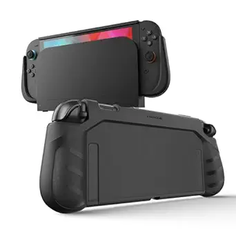 KIWIHOME P2 Dockable Case for Switch 2 (2025), Non-Slip Ergonomic Grip Drop-Tested Protective Cover Accessories for Switch 2 Case, Black