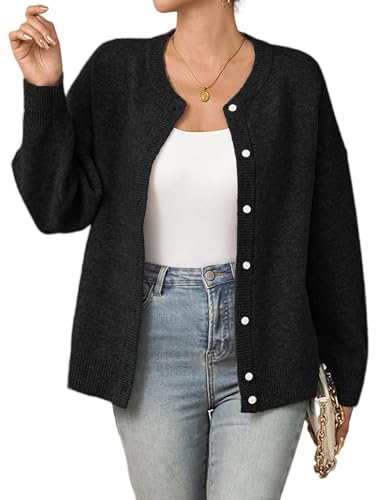 Women's Cardigan Sweater, Long Sleeve Crewneck Sweaters, Button Down Loose Open Front Chunky Coat 2025 Trendy