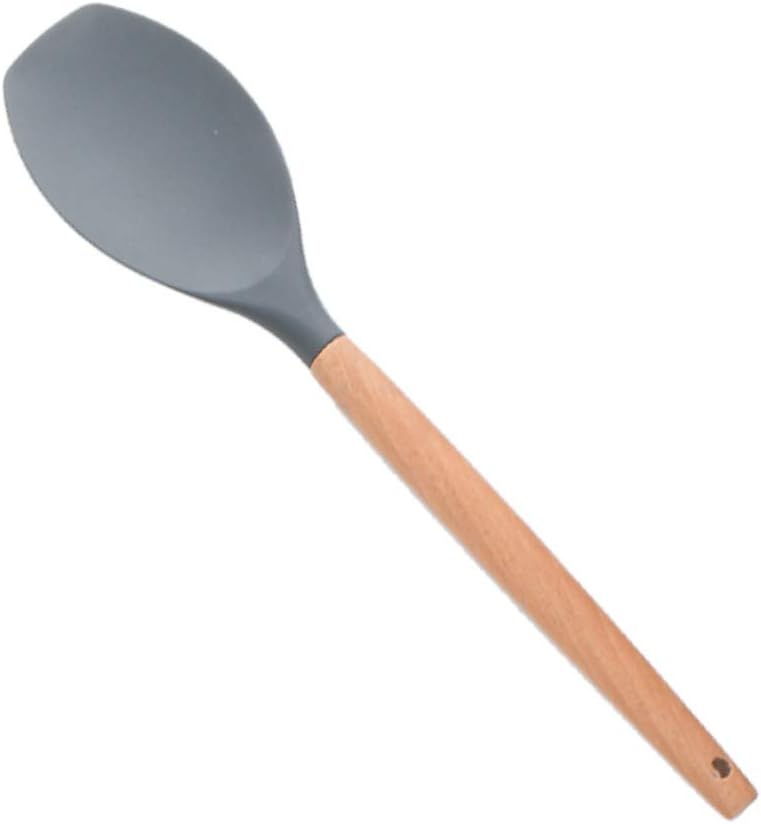12 PCS Silicone Kitchen Utensil Set Bamboo Wooden Handles Cooking Utensils (Gray)