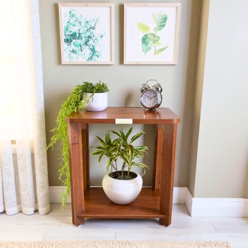 Image of InoSlashed Beautiful Wooden Side Table /End Table /Plant Stand /Tea Table /Stool Living Room Furniture Square Shape (17 Inch - Sheesham Colour)