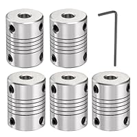 QUARKZMAN 5 Stück Aluminiumlegierung Wellenkupplung 6mm auf 6mm, Flexible Kupplung Motorverbinder Gelenk, Schrittmotor Kupplung für CNC-Maschine & 3D-Drucker (L25xD19)
