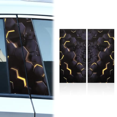 Image of JSCARLIFE Honeycomb Car B-Pillar Sticker, HD Printed PVC Waterproof Car Decals, Car Stickers Vinyl Self-Adhesive Side Strip Decal Cool Stickers (Style 10)