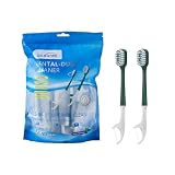 dr.@home Denal Duo Disposable Travel Oral Care Set, Preloaded mouthwash Beads Toothbrush with Floss,Pick & Tongue Scraper | Individually Wrapped, Disposable Toothbrush(24count-Pack)