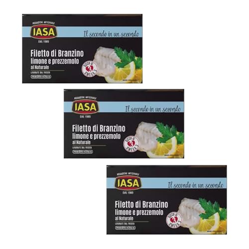 Iasa® | Filetto Branzino Limone e Prezzemolo | Piatto Pronto Branzino al Naturale Fresco e Gustoso - 3 x 145 Gr Netto