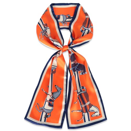 EXTREE Satin Scarf Mulberry Silk Printed Head Wrap Hair Band 7"" x 59"" A001