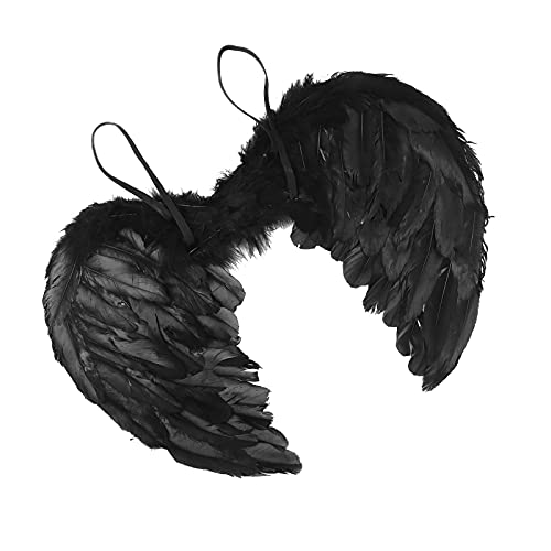 Angel Wings,Feather Angel Wings Cosplay Party Costumes for Girls &Women,Halloween Party Costumes Dark Fairy Wings (Black)