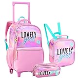 Kit Mochila Bolsa Mala Escolar Feminina Infantil Juvenil Lancheira Térmica Estojo Duplo Rosa Lilas Menina (Rosa)