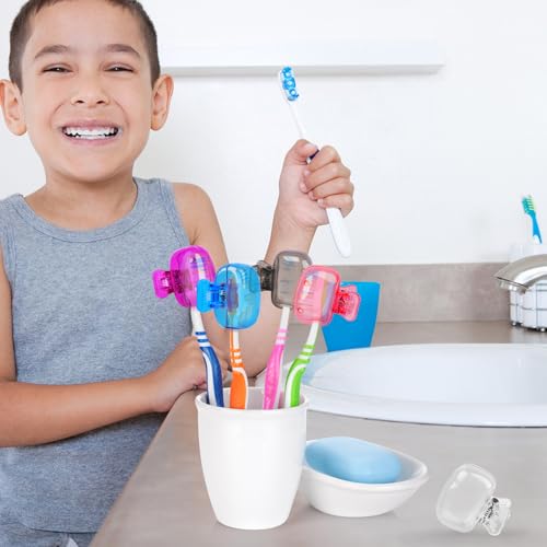 6 pack toothbrush covers portable toothbrush protector coverings clips tooth brush storage head cover cap tooth brush covers for kids bathroom home travel tooth brush case