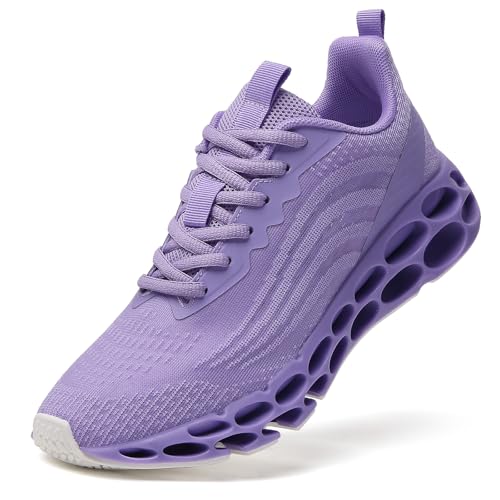 Running Sneakers for Women Fashion Athletic Tennis Walking Shoes Breathable Comfort Purple Size 9