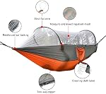 LImiLI Outdoor Gear Camping Hammock with Mosquito Net - Ripstop Nylon - Ultralight Hammock Tent Bundle with Bug Netting for Hiking, Backpacking, Backyard. (Orange)