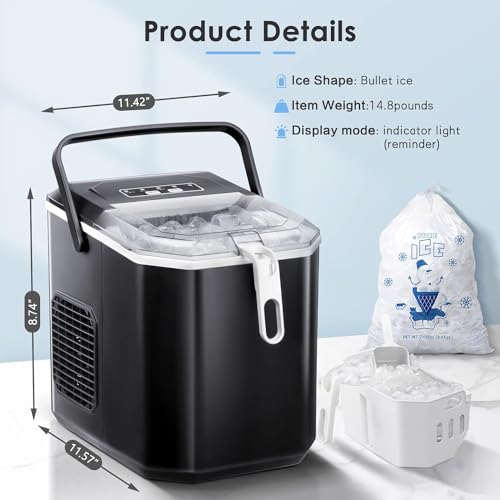 Máquina para Hielo 26.5 lbs por día Negro miniatura 3
