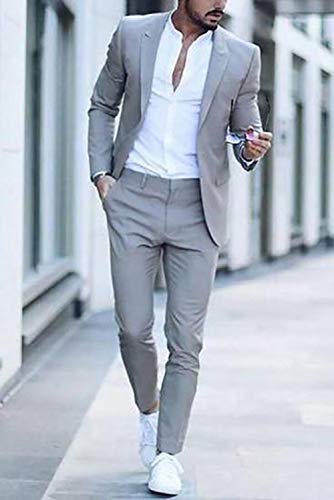 Wemaliyzd Men's 2 Pieces Casual Suit 1 Button Jacket Finished Bottom Pants3