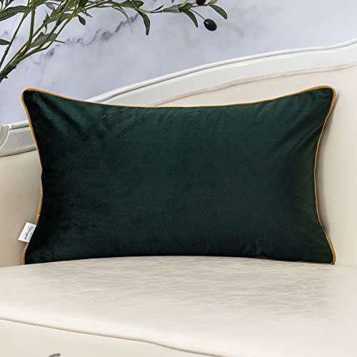 Yangest Green Velvet Wave Lumbar Throw Pillow Cover Wavy Line Luxury Cushion Case Modern Zippered Rectangular Pillowcase For Sofa Couch Bedroom Living Room Home Decorative, 12X20 Inch #TOP1