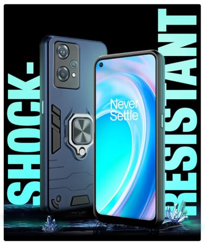 Image of WOW IMAGINE Shock Proof Back Case Mobile Cover for 1+ Oneplus Nord Ce 2 Lite 5G | Back Cover Case (Tough Armor | Hybrid PC + TPU | Ring Holder & in-Built Kickstand | Blue)