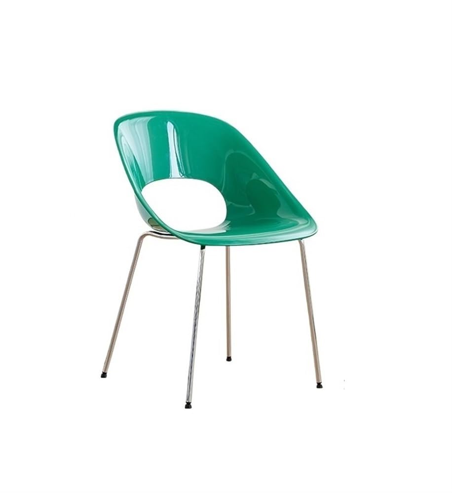Silla de comedor moderna de mediados de siglo, asiento de plástico con patas de metal, taburete verde Slish para cocina, sala de estar, dormitorio, Vani - omic t & Design