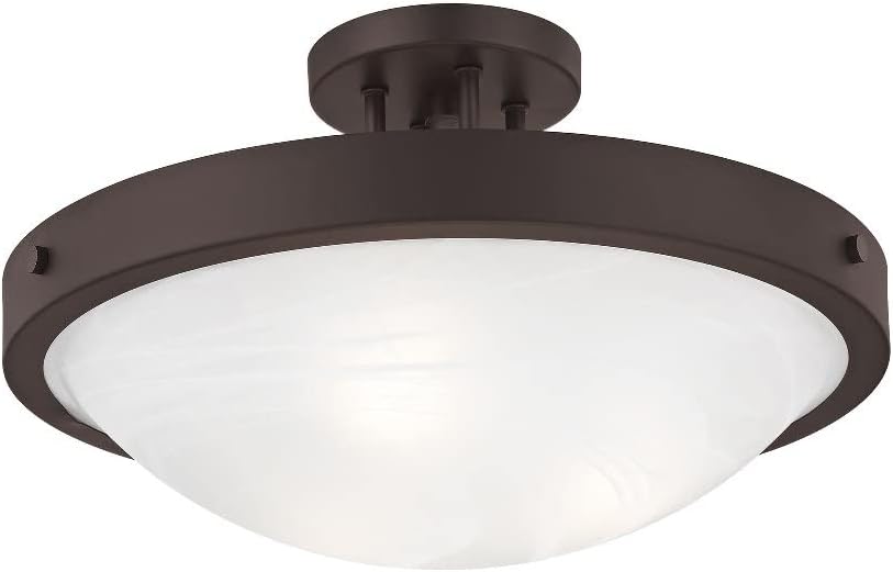 Livex Lighting 73956-07 Bronze Flush Mount with White Alabaster Glass