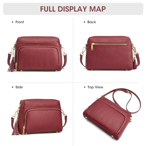 Image of Kattee RFID Genuine Leather Crossbody Bag for Women Small Purse | Top Grain Pebbled Leather. Compact Size. Built-in wallet. Anti-theft design for security. Ideal for daily, travel & work