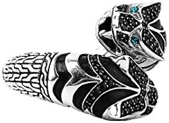 JOHN HARDY RING LEGENDS MACAN BLACK SAPPHIRE & TOPAZ DOUBLE TIGER SZ 7 ST.SILVER 43R