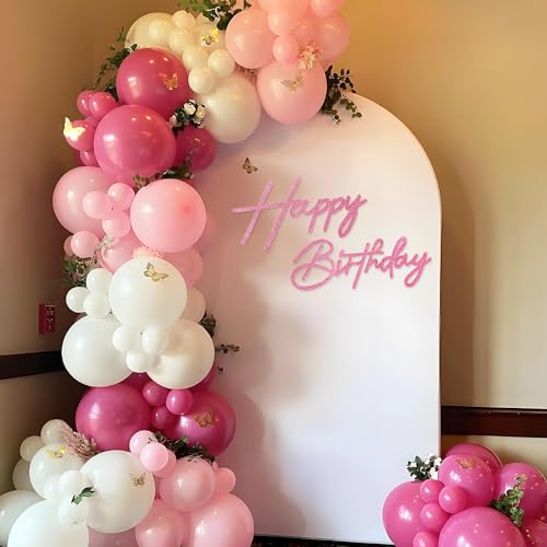 MASTRON Happy Birthday Sign for Backdrop - Glitter Pink Felt 'Happy Birthday' Letter Sign for Balloon Arch Backdrop Decorations by MASTRON - Used condition - Image 5