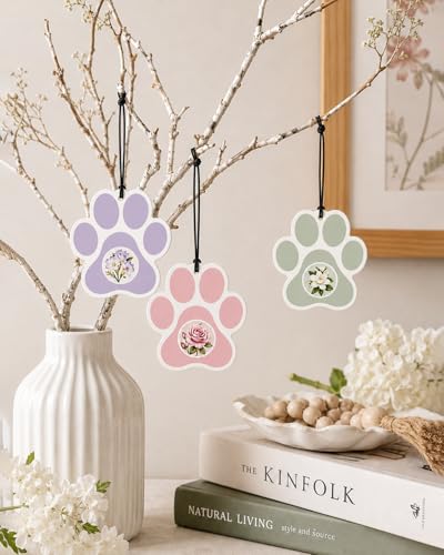 Image of 10PCS Paw Print Car Air Fresheners - Cute Paw Shaped Scented Hanging Cards with Floral & Fresh Fragrances, Cute Car Mirror Accessories, Pet Lover Gifts for Women and Dog Owners