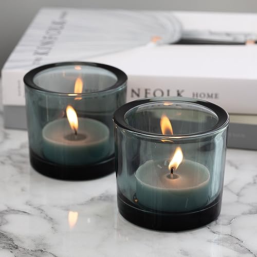 Trend For Home 6 Glass Tealight Holders H: 8 cm diameter 9 cm Candle Jars for Candle Making Round Green Candle Holders Tealight Candle Holders for Living Room Tea Light Holder 250 ml - Image 4