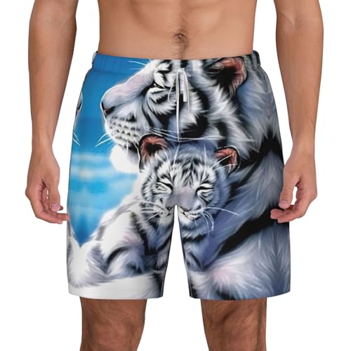 Short de bain homme à séchage rapide motif tigre blanc beach