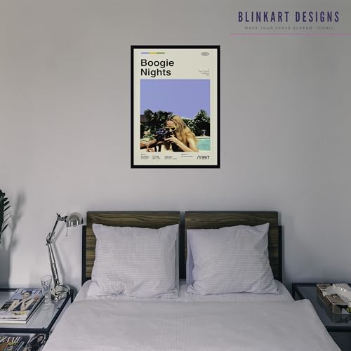 Image of BLINKART Boogie Night Movie Poster Frame 8x12 Inch | Premium 300 GSM Paper Wall Print | Mid Century Vintage Film Artwork for Home, Bedroom, Living Room, Office | Framed Photo Decor