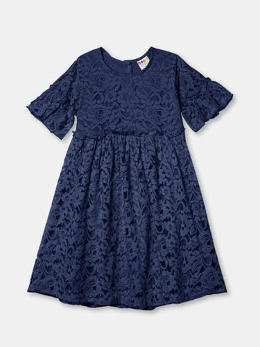 Image of ZION Girls Lace Dress with Bell Sleeves & Ruffles | Perfect for Every Occasions | 2-14 Years, Multiple Colors