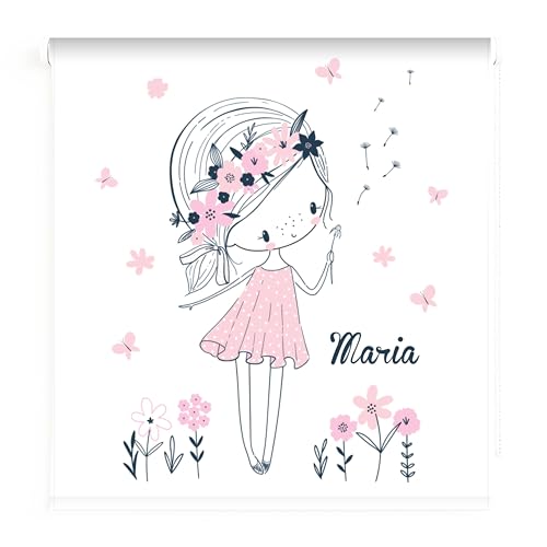 ARONE TEXTIL Estores infantiles niña, Estor infantil personliazado con nombre Iroa Diente de Leon. Cortinas y estores infantiles enrollables Translucido. Estor infantil habitación niña. (110x170)