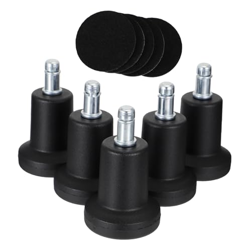 Didiseaon Lot de 5 Roulettes Antidérapantes Fixes pour Chaise de Bureau Roulettes en Plastique Compatibles Sols Durs et Tapis pour Bureau et Maison