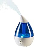Platzsparender Ultraschall-Luftbefeuchter in elegantem Tropfen-Design • Ideal für 10 - 25 qm Raumgröße • Gute Luft und toller Duft: integrierter Aromaöl-Behälter • Abnehmbarer Wassertank für 1,2 l Wasser • Geringe Lautstärke: nur bis zu 30 dB • Maße: Ø 14 x 23 cm, Gewicht: 562 g