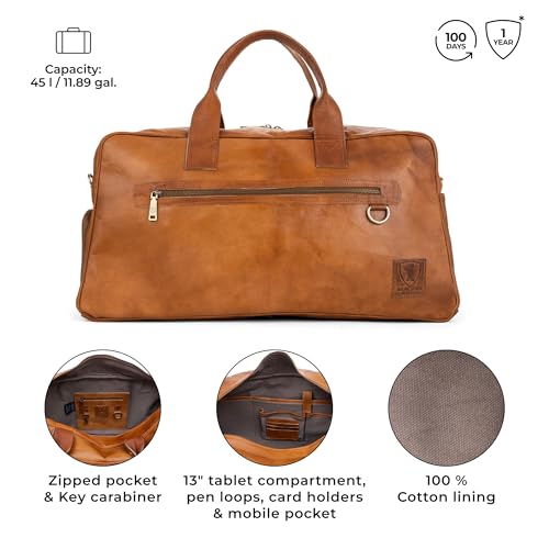 Berliner Bags Vintage Genuine Leather Duffle Austin XL for Travel or the Gym, Weekender Bag with Shoe Compartment, Overnight Bag for Men and Women - Brown4