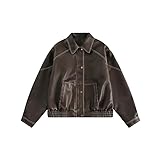 MGDIFYXAA Chaqueta De Cuero Para Hombres - Chaqueta De Bicicleta De Hip Hop De Moda Para Hombres Ajuste Holgado De Cuero De Pu Chaleco De Calle Informal Abrigo Informal Para Otoño E Invierno Café Xl