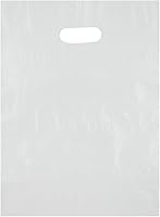 Vista 8 de Bolsas de compras de plástico verde azulado troqueladas con asa de corte 9x12, 100/cs – Bolsas marca directa