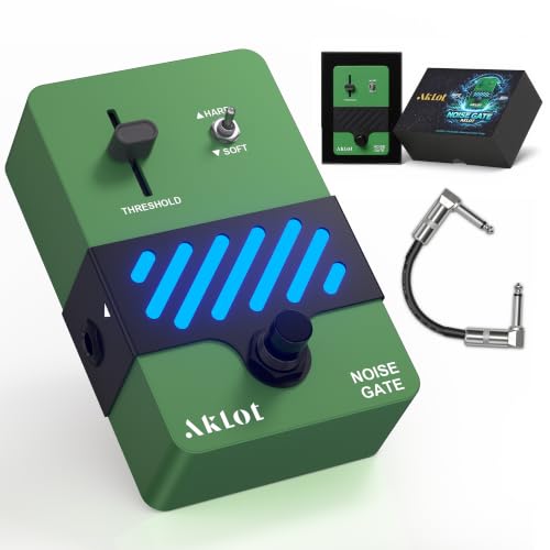 Image of AKLOT Noise Gate Guitar Pedal: Noise Reduction Pedal with THRESHOLD Control, HARD /SOFT Modes, True Bypass Compact Metal Pedal for Electric Guitar, Riffs, Studio & Live Performance, NEON Silencer