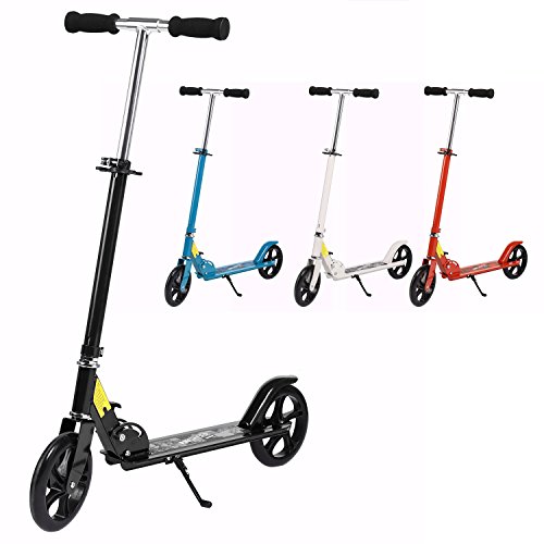 AMDirect Scooter Adulte Trottinette de Ville 200mm Roues Roller Pliable et Réglable en Hauteur City-Roller Scooter pour Les Enfants de 12 Ans+ jusqu'à 100 kg (Noir)