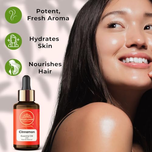 Image of Cinnamon Essential Oil for Skin & Diffuser - Cinnamon Oil for Hair Aromatherapy, DIY Soap Making Scents 30ml (1 oz)
