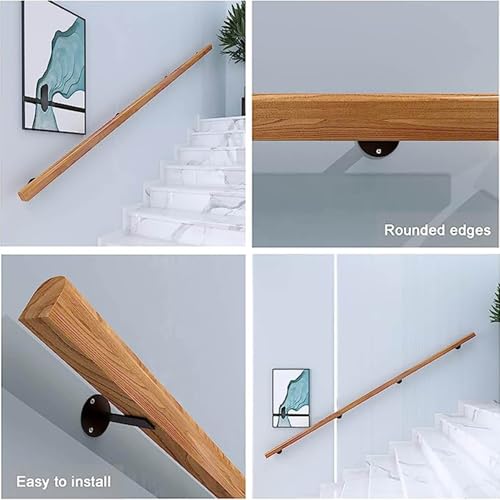 Rambarde d'escalier en bois avec support mural de sécurité pour couloir - 4
