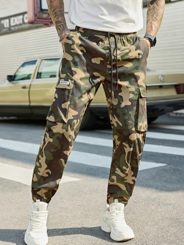 Image of JEMLDL Mens Cargo Joggers Pants Elastic Waist Drawstring with Flap Pockets Techwear Pants for Men