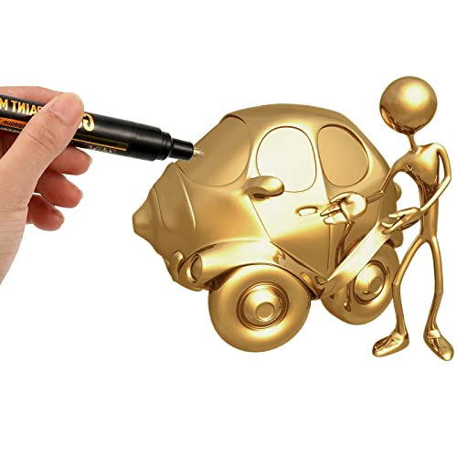 4Pcs Metallic Marker Pens, Waterproof Mirror Reflective Chrome Paint Pen High Gloss Permanent Liquid Chrome Marker For Model Metal Glass Plastic Painting (Gold, Silver; 1Mm, 3Mm) #TOP4