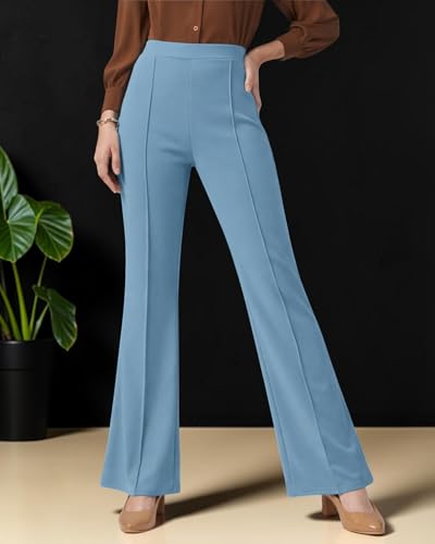 Image of Women Solid Flared Trousers Pack of 2 | High Waist Stretchable Office Pants for Women | Formal Bell Bottom Palazzo Trouser Combo