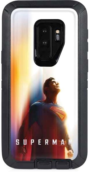 Skinit Decal Phone Skin Compatible with OtterBox Defender Galaxy S9 Plus - Officially Licensed DC Comics Superman Logo Background Pattern Design