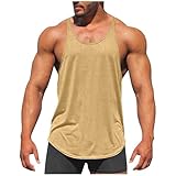 Men's Bodybuilding Stringer Tank Tops Quick Dry Athletic Workout T Shirts Sleeveless Muscle Fitness Tees Khaki