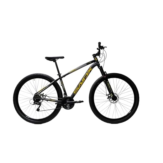 Bicicleta Aro 29 SAIDX Galant PRO Bike com Quadro de Alumínio, 21 Marchas e Câmbios Indexáveis (Preto/Amarelo, 17)