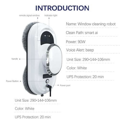 Robô de limpeza de vidro inteligente 5600pa, robô limpador de janelas, limpeza automática com planej