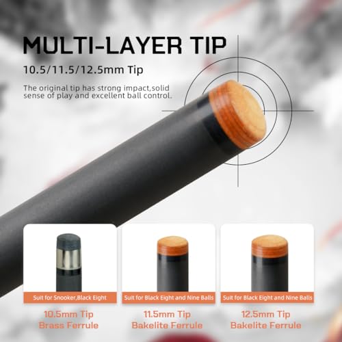 Taco de billar fibra carbono con extensor 58 in miniatura 4