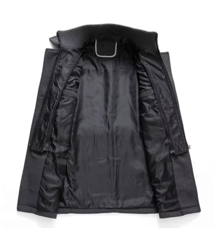 Image of FTIMILD Mens Wool Blend Coat with Detachable Collar Two Collar Single Breasted Pea Coat Business Trench Coat