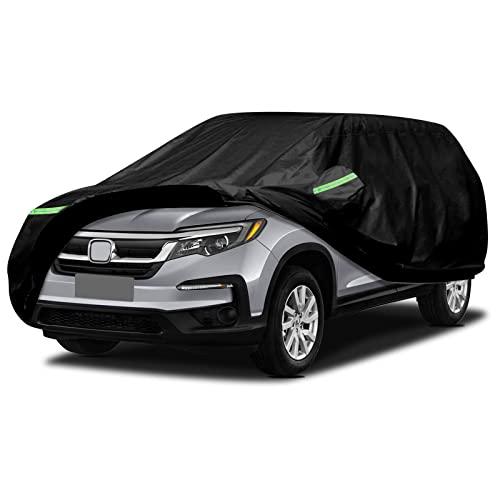 Image of Waterproof Car Cover Compatible with Honda Pilot 2009-2025, Black Car Cover with Inner Cotton & Safety Lock for Snow Rain Dust Hail Sun Protection 195 * 79 * 73in