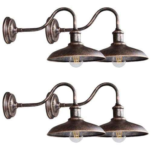 Moddeny 4 Pezzi Applique da Parete per Esterni Vintage Montaggio a Parete Fienile a Collo di Cigno Luce da 9,8 "Applique da Parete per Portico Impermeabile Apparecchio di Illuminazione per Fattoria re