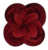 Cyprinus Carpio Creative Knot Ball Pillow Rose Flower Cushion Sofa Lumbar Pillow Household Throw Pillow Decoration(Dark Red)
